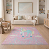 Magical Pixel Unicorn Kids Cartoon Rug