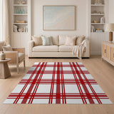Classic Red White Plaid Area Rug