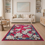 Vintage Red Plum Blossom Floral Area Rug