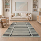 Bold Black Stripe Woven Area Rug