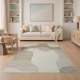 Abstract Area Beige and Neutral Beige Organic Abstract Area Rug