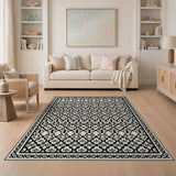 Black and White Traditional Persian Intricate Black White Persian Area Rug