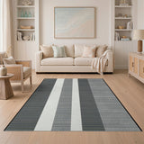 Bold Geometric Modern Bold Black White Vertical Stripe Area Rug