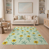 Sunny Yellow Black-Eyed Susan Floral Area Rug