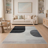 Black and White Abstract Black White Geometric Area Rug