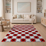 Red Black Plaid Propeller Area Rug