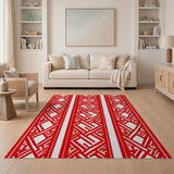Red Bold Red Heritage Tribal Area Rug