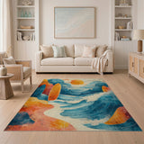 Coastal Surfboards Sunset Waves Area Rug