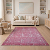 Pink Bow Grid Geometric Area Rug
