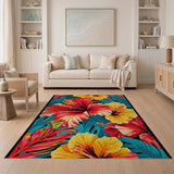 Multi-color and Patterns Vibrant Hibiscus Floral Area Rug