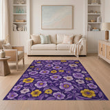 Floral Vintage Purple Yellow Floral Vintage Area Rug