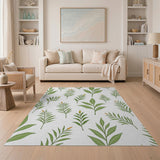 Vibrant Green Leaf Orange Bud Pattern Rug