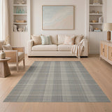 Grey Plaid Check Area Rug