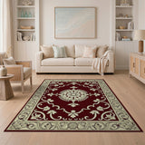 Red Burgundy Persian Floral Medallion Rug