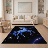 Magical Blue Unicorn Starry Cosmos Area Rug