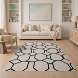 Beige Interlocking Octagon Geometric Rug