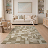 Geometric Modern Beige and Neutral Geometric Abstract Area Rug