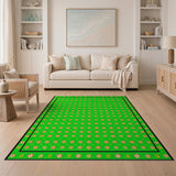Green Vibrant Green Daisy Floral Area Rug