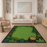 Cartoon Forest Clearing Kids Area Rug