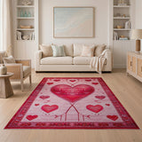 Red Heart Medallion Area Rug