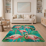 Vibrant Pink Flamingo Teal Area Rug