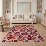 Blush Pink Maple Leaf Pattern Area Rug