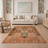 Terracotta Geometric Southwestern Orange Area Rug