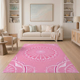 Pink Mandala Washable Area Rug