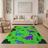 Vibrant Cartoon Dinosaur Area Rug