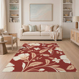 Red Floral Vintage Washable Area Rug