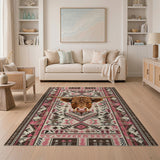 Highland Cow Head Pink Southwestern Rug