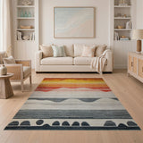 Multi-Color Gradient Wave Landscape Area Rug