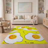 Smiling Fried Egg Yellow Cartoon Area Rug