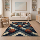 Distressed Basketball Court Area Rug