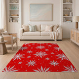 Festive Snowflake Festive Red Snowflake Area Rug