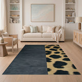 Charcoal Grey Tan Leopard Split Area Rug