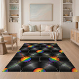Rainbow Vinyl Burst Abstract Area Rug