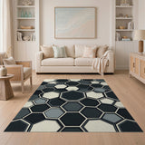 Modern Hexagon Black White Area Rug