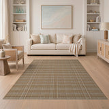 Tan Beige Woven Grid Area Rug