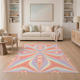 Pink Paw Print Geometric Area Rug