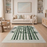 Stylized Green Bamboo Forest Area Rug
