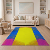 Vibrant Yellow Center Halftone Geometric Rug