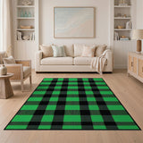 Bold Green Black Plaid Area Rug