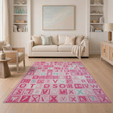 Pink Playful Pink ABC Alphabet Kids Area Rug