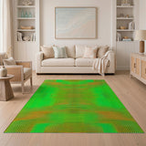 Green Geometric Modern Vibrant Green Geometric Grid Area Rug