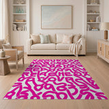 Wavy Pink Letters Area Rug
