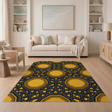 Yellow Octagon Lattice Geometric Area Rug