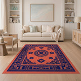 Coral Field Navy Medallion Traditional Persian Area Rug