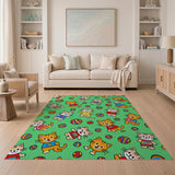 Playful Cartoon Cats Rainbow Yarn Balls Rug