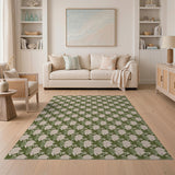 Sage Green Abstract Fish Geometric Area Rug